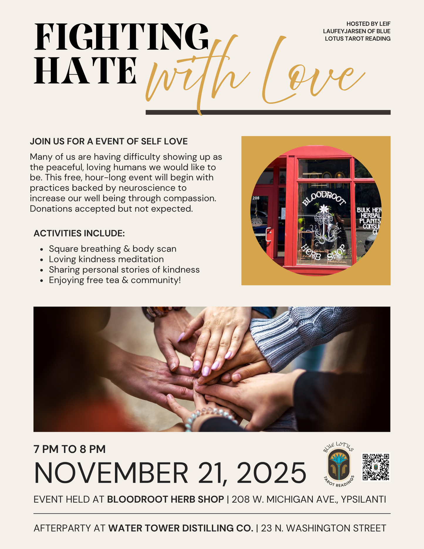 Fighting Hate With Love with Leif Laufeyjarsen of Blue Lotus Tarot 7-8pm at Bloodroot | Free