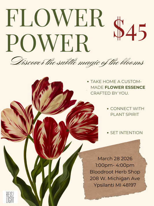 Flower essense workshop march 28th 1-4pm