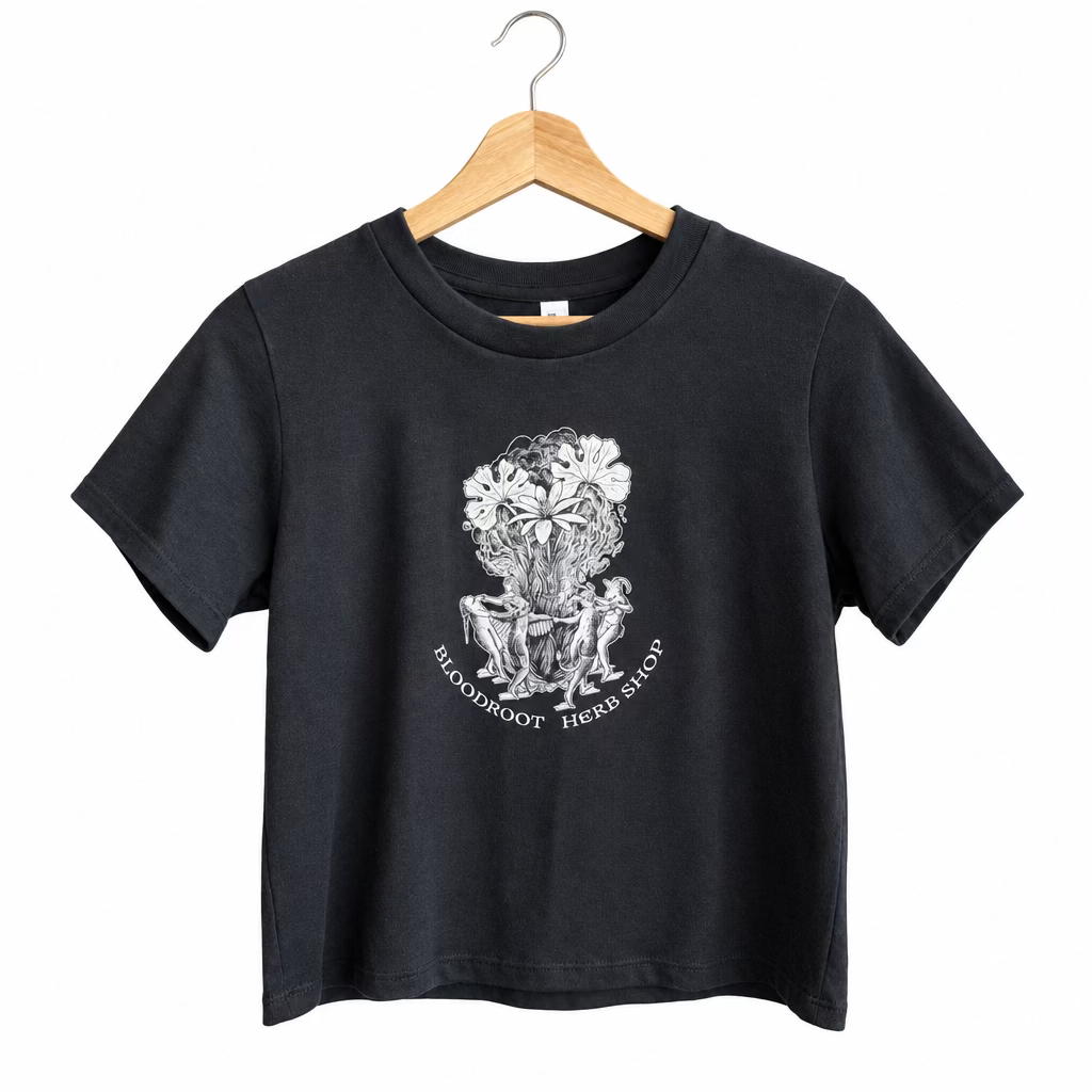 Black bloodroot crop top