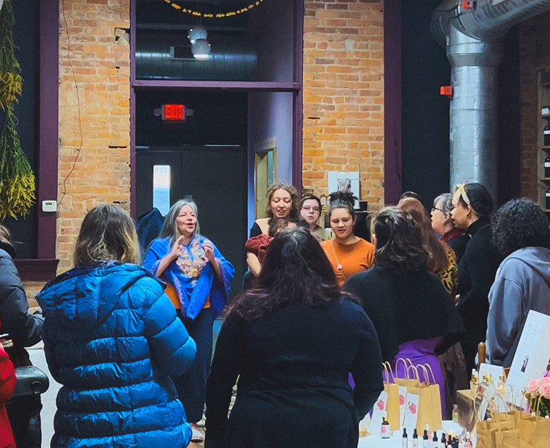 Community gathering at the shop